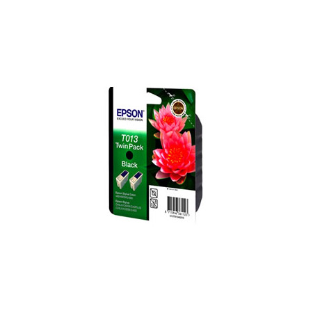 Epson T013 (T013402) Black Original Ink Cartridge Twin Pack (Pink Flower)