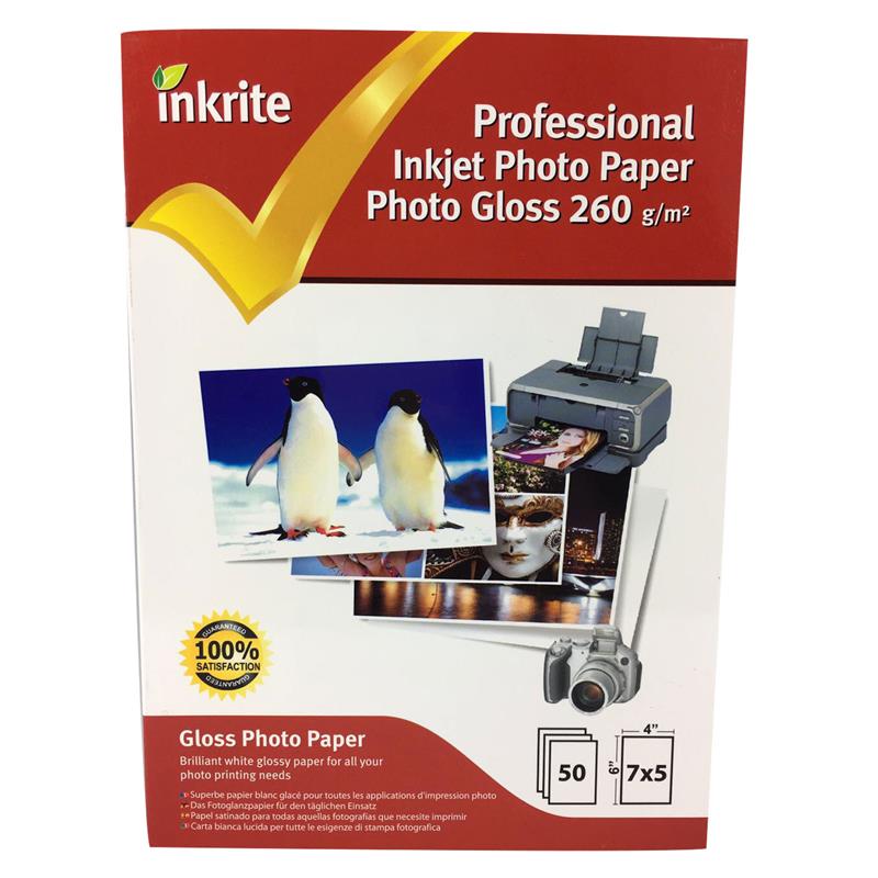 Inkrite Professional Paper Photo Gloss 260gsm 7x5 (50 sheets)