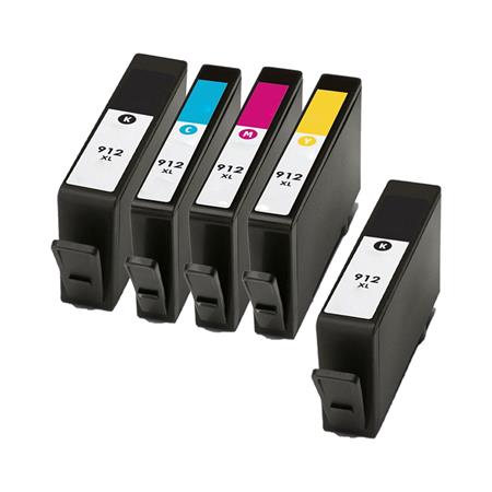 Compatible Multipack HP 912XL 1 Full Set + 1 EXTRA Black High Capacity Ink  Cartridges 