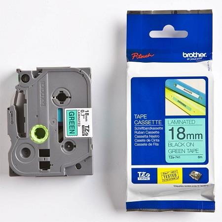 2PK TZ-741 TZe-741 Black on Green Label Tape For Brother P-Touch PT-E300 18mmx8m 
