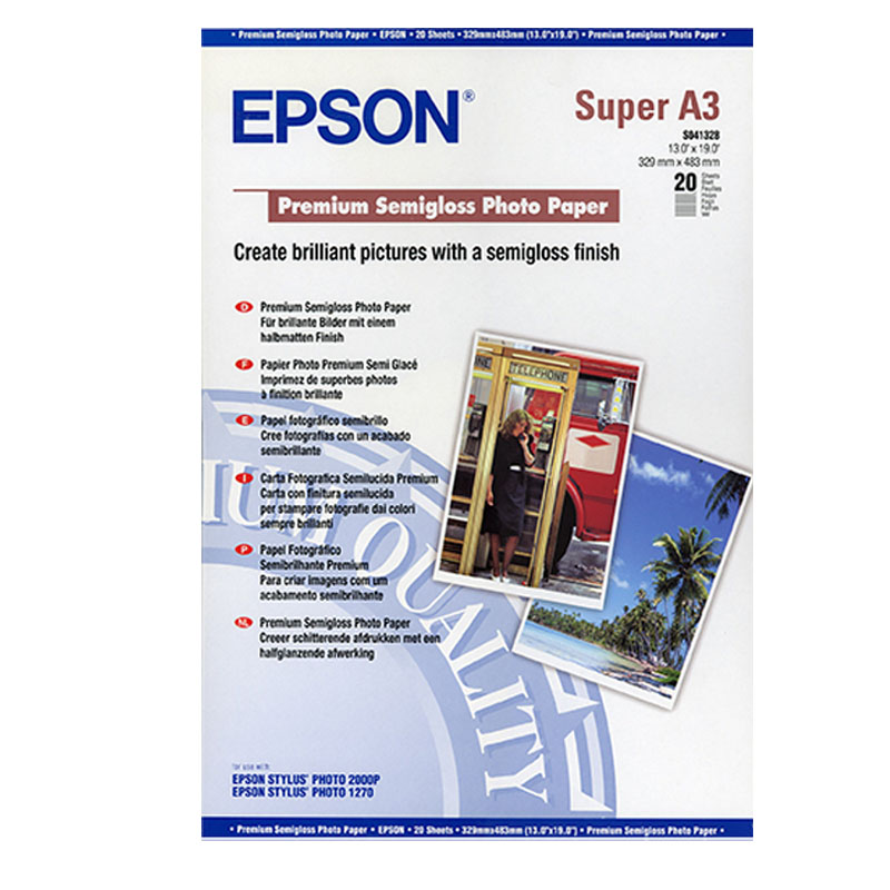 Epson S041328 A3+ Premium Semi-Gloss Photo Paper (20 Sheets)