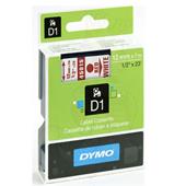 Dymo 45015 (S0720550) Original Label Tape (12mm x 7m) Red On White