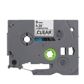 Compatible Brother TZe-121 P-Touch Label Tape - 3/8 x 26.2 ft (9mm x 8m) Black on Clear