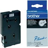 Brother TC-201 Original P-Touch Label Tape (12mm x 7.7m) Black On White