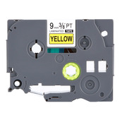 Compatible Brother TZe621 P-Touch Label Tape - 3/8 x 26.2 ft (9mm x 8m) Black on Yellow