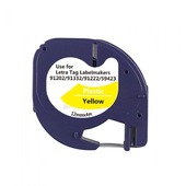 Compatible Dymo 91202 (S0721620) Label Tape (12mm x 4m) Black on Yellow