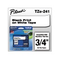 Brother TZe241 Original P-Touch Label Tape - 3/4 x 26 ft (18mm x 8m) Black on White