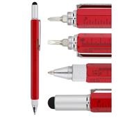 6 in 1 Multi Tool Pen, Multi-Functional Ballpoint Pen - Red