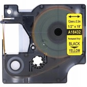Compatible Dymo 18432 (S0718450) Label Tape (12mm x 5.5m) Black On Yellow