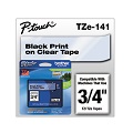 Brother TZe-141 Original P-Touch Label Tape - 3/4 x 26 ft (18mm x 8m) Black on Clear