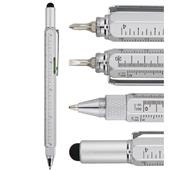 6 in 1 Multi Tool Pen, Multi-Functional Ballpoint Pen - Silver